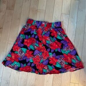 Vintage Floral Cheetah Print Skirt